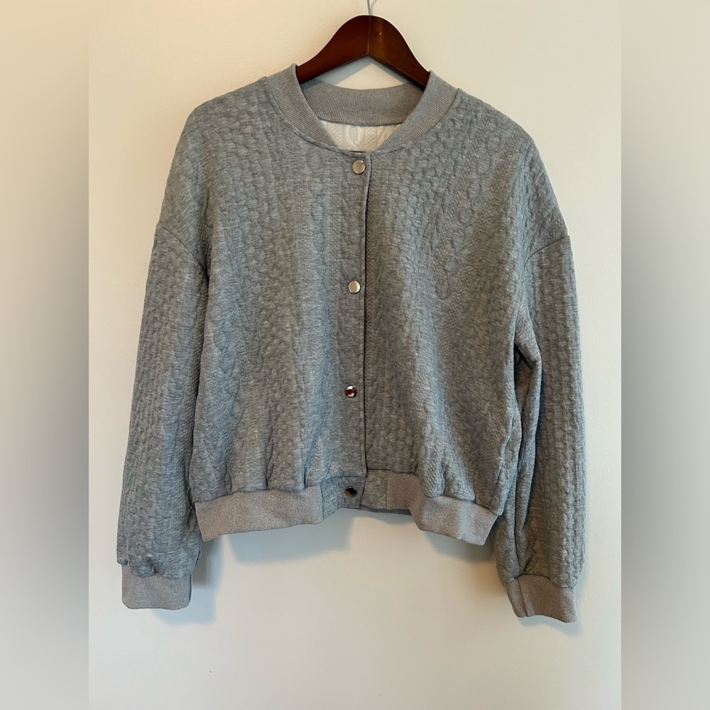 SHEIN NEW WOT Frenchy Drop Shoulder Snap Button Front Bomber Jacket Size XL (12)